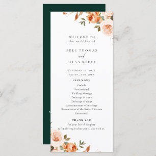 Earthy Autumn Floral Wedding Program Programme