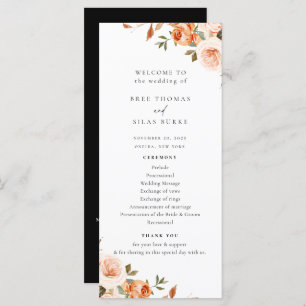 Earthy Autumn Floral Wedding Programme
