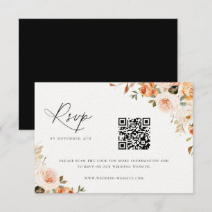 Earthy Autumn Floral Wedding QR Code RSVP Card
