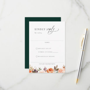 Earthy Autumn Floral Wedding RSVP Card