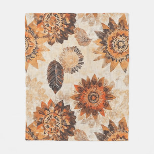 Earthy Autumn Mandala Fleece Blanket