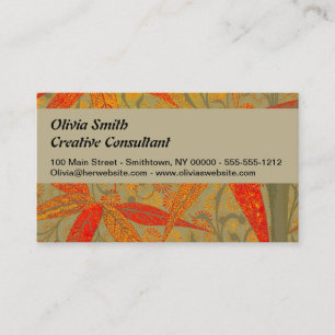 Earthy Bamboo Art Print Orange  Business Card
