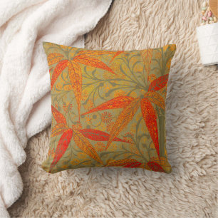 Earthy Bamboo Art Print Orange  Cushion