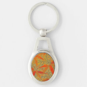 Earthy Bamboo Art Print Orange Key Ring