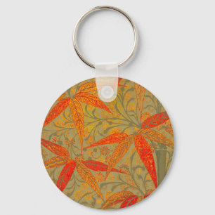 Earthy Bamboo Art Print Orange Key Ring
