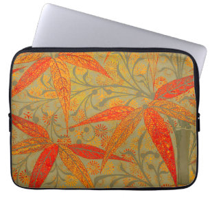 Earthy Bamboo Art Print Orange Laptop Sleeve