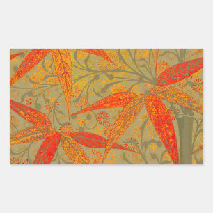 Earthy Bamboo Art Print Orange Rectangular Sticker