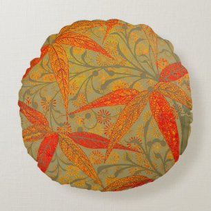 Earthy Bamboo Art Print Orange  Round Cushion