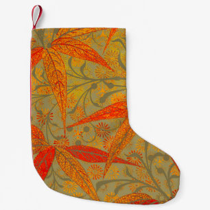 Earthy Bamboo Art Print Orange  Small Christmas Stocking