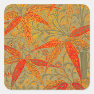 Earthy Bamboo Art Print Orange Square Sticker