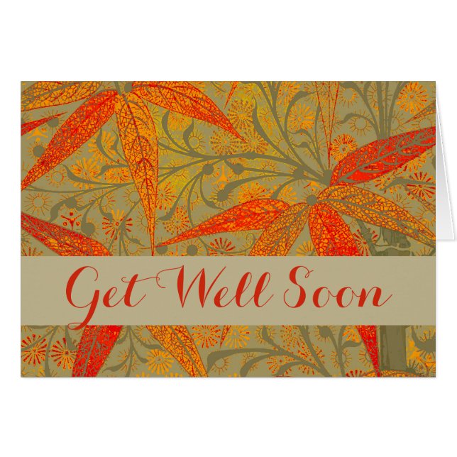 Earthy Bamboo Art Vintage Print Orange  (Front Horizontal)