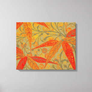 Earthy Bamboo Art Vintage Print Orange 