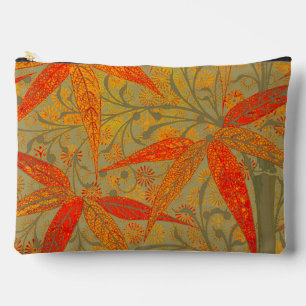 Earthy Bamboo Art Vintage Print Orange Accessory Pouch