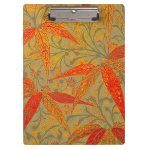 Earthy Bamboo Art Vintage Print Orange  Clipboard