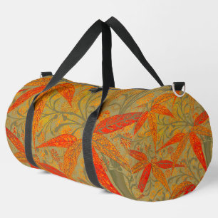Earthy Bamboo Art Vintage Print Orange Duffle Bag