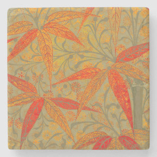 Earthy Bamboo Art Vintage Print Orange Stone Coaster