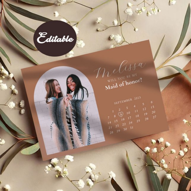 Earthy Beautiful Arch Bridesmaid Proposal Card (Creator Uploaded)