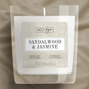 Earthy Beige Boho Pattern Candle Product Label