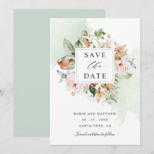 Earthy Blooms and Sage Green Floral Wedding Save T The Date