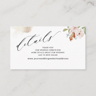 Earthy Blooms Beige Stain Wedding Details/ Website Enclosure Card