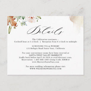 Earthy Blooms Wedding Details Beige Watercolor Enclosure Card