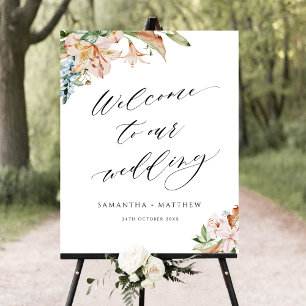 Earthy Blooms Wedding Welcome Sign