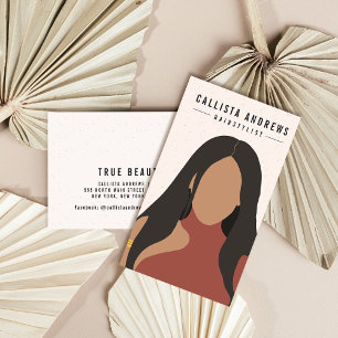 Earthy Bohemian Black Hair Girl Hairstylist Salon Business Card