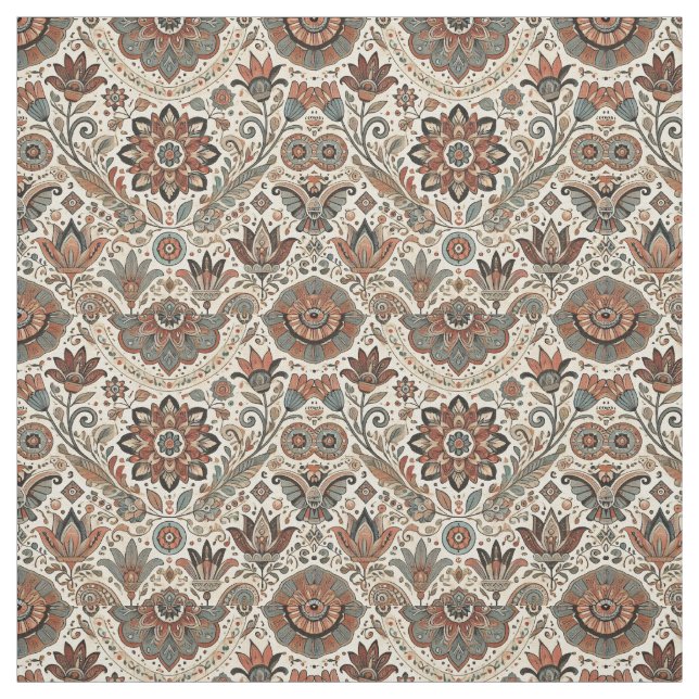Earthy Bohemian Floral Fabric (Swatch)