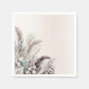 Earthy Bohemian Floral Feathers Wedding Napkin