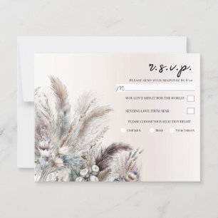 Earthy Bohemian Floral Feathers Wedding RSVP Invitation