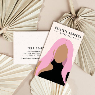 Earthy Bohemian Pink Hair Girl Hairstylist Salon Business Card