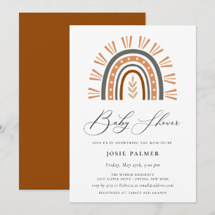Earthy Bohemian Rainbow Baby Shower Invitation