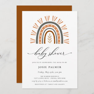 Earthy Bohemian Rainbow Baby Shower Invitation