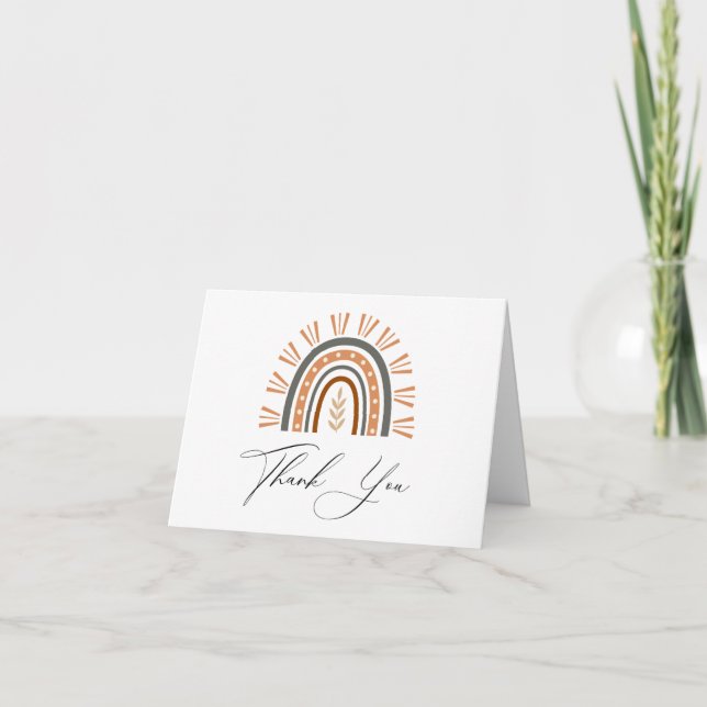 Earthy Bohemian Rainbow Thank You Card (Front)