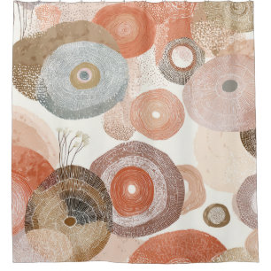 Earthy Boho Abstract Circles Organic Design Shower Curtain