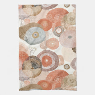 Earthy Boho Abstract Circles   Organic Design Tea Towel