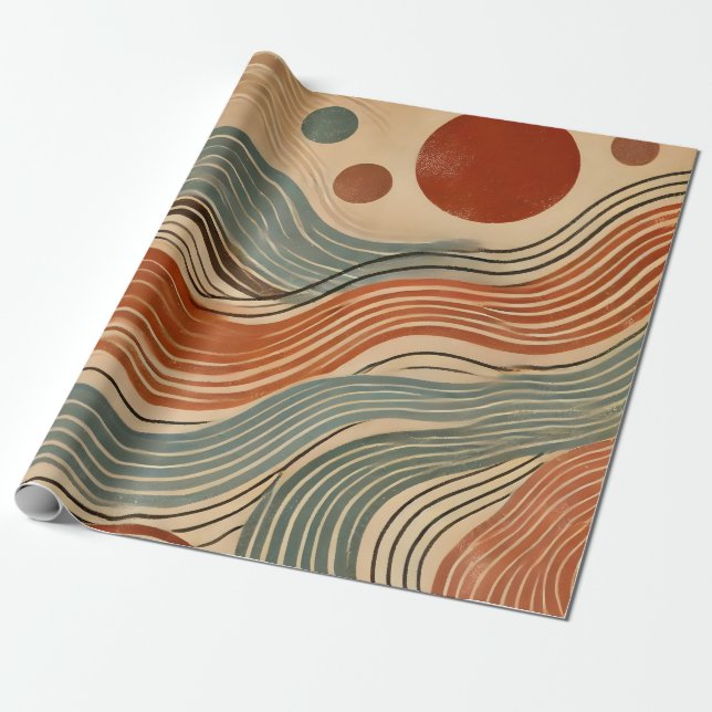 Earthy Boho Abstract in Terracotta Tones Wrapping Paper (Unrolled)