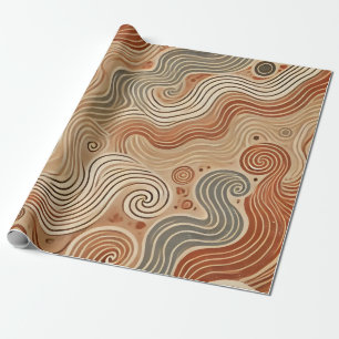 Earthy Boho Abstract in Terracotta Tones Wrapping Paper