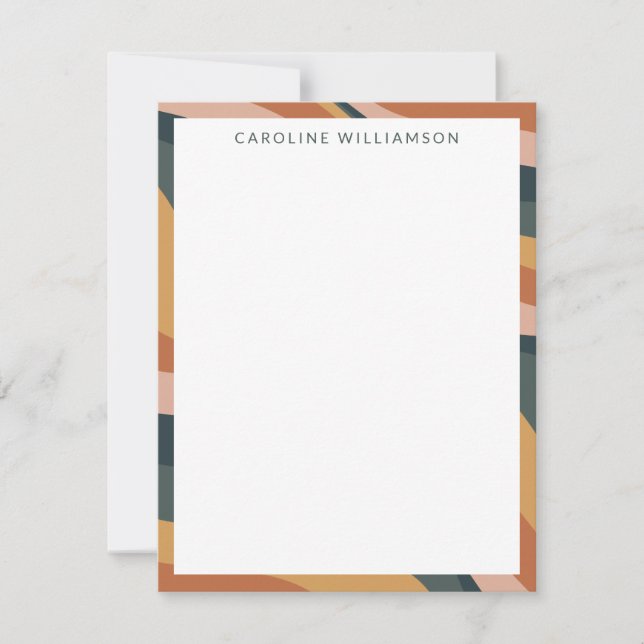 Earthy Boho Abstract Lines Terracotta Personalised Card (Front)