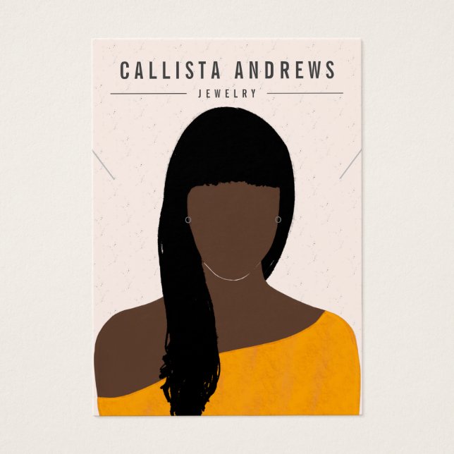 Earthy Boho Black Hair Girl Earring Necklace Card (Front)