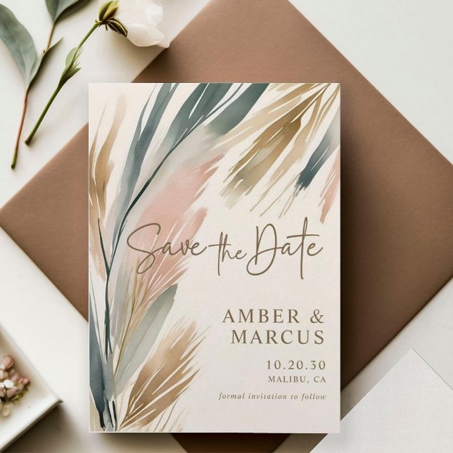 Earthy Boho Botanical Wedding Save The Date Invitation (Creator Uploaded)
