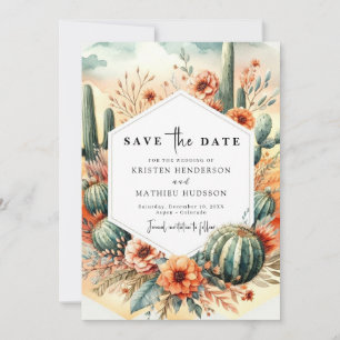 Earthy Boho Cactus Wedding Save The Date