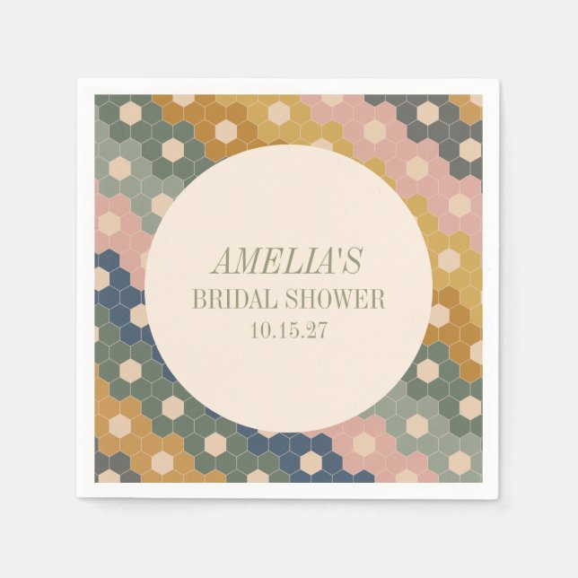 Earthy Boho Chic Vintage Custom Bridal Shower Napkin (Front)