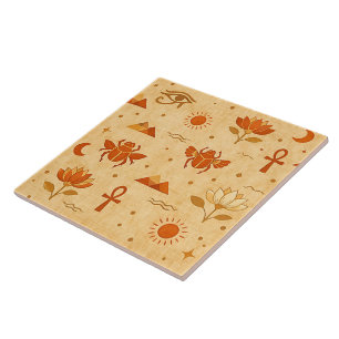 Earthy Boho Egyptian Pattern-Minimalist Pharaonic Tile