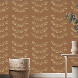 Earthy Boho Feathered Pattern Terracotta Wallpaper