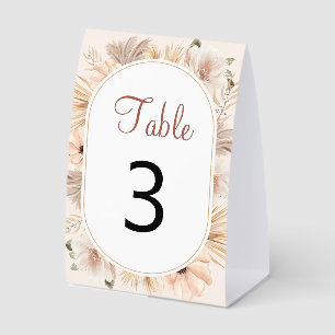Earthy Boho Flower Oval Arch Table Number