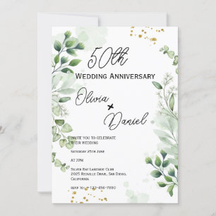 Earthy Boho Greenery Wedding Anniversary Invitation