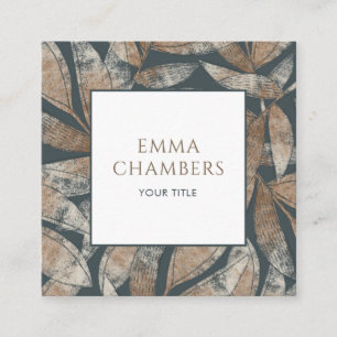 Earthy Boho Leaves Square Business Card