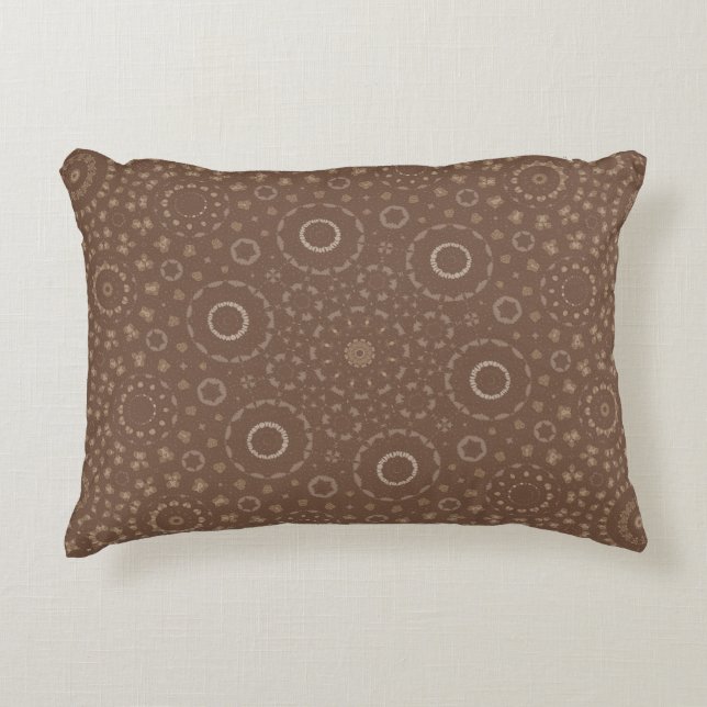 Earthy Boho Mandala Geometric Pattern | Brown Rust Decorative Cushion (Front)
