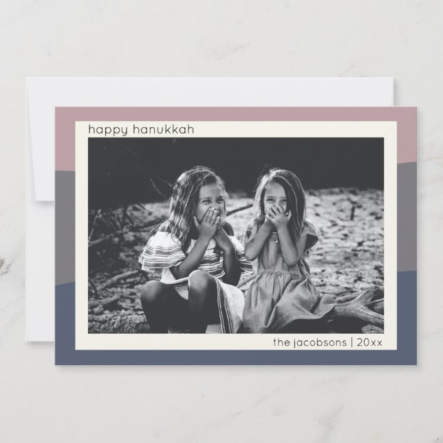 Earthy Boho Modern Abstract Stripes Hanukkah Photo Holiday Card (Front)